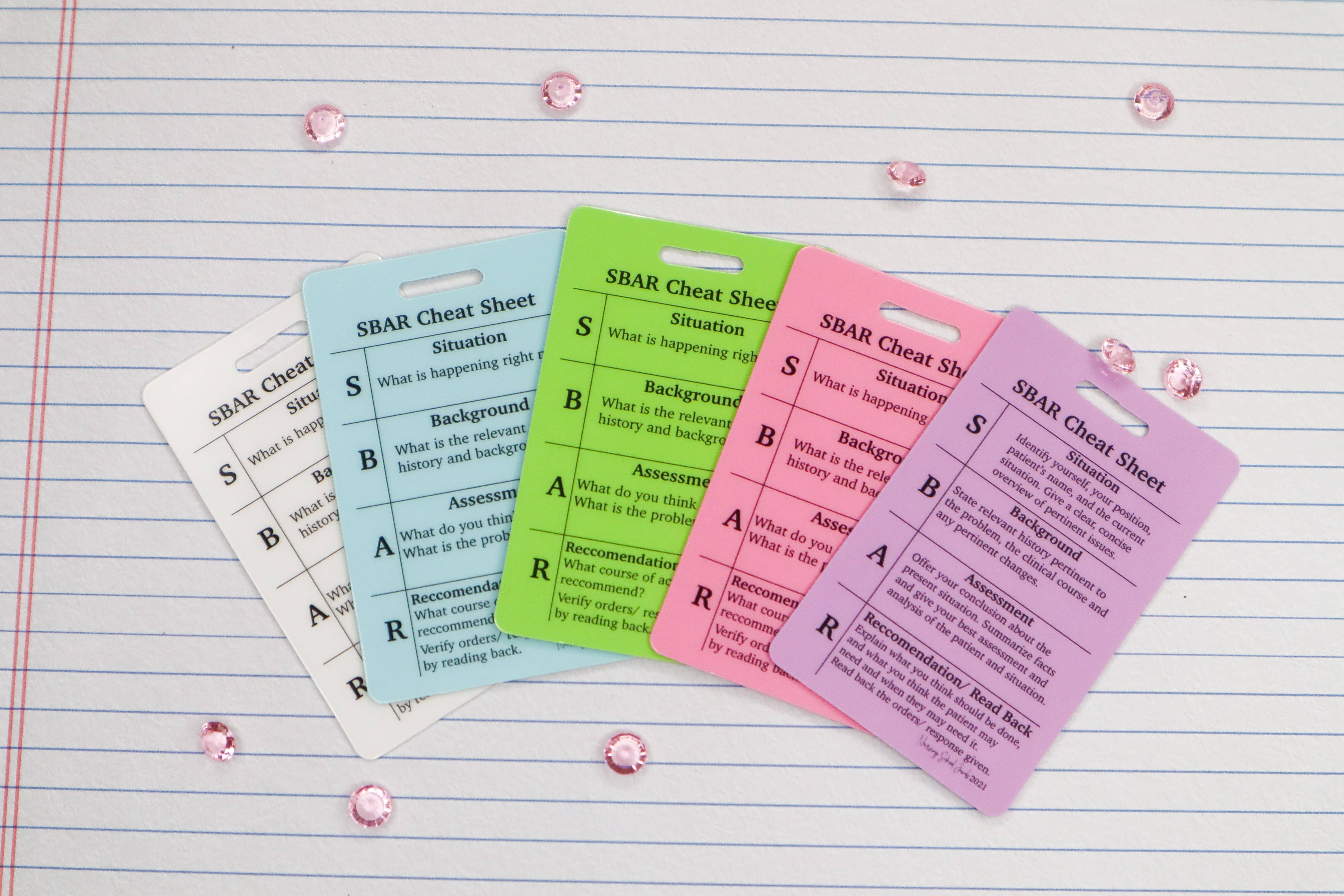 Nursing School Jewels – wholesale Inlärningskort - Barn och baby – SBAR-referenskort4