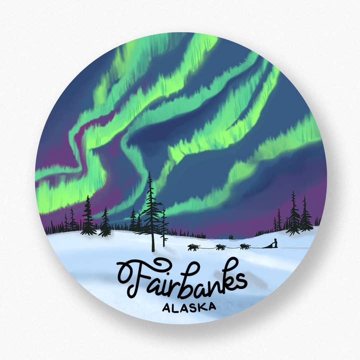 Autocollant Northern Lights Fairbanks pour la vente par Michele Michael Art