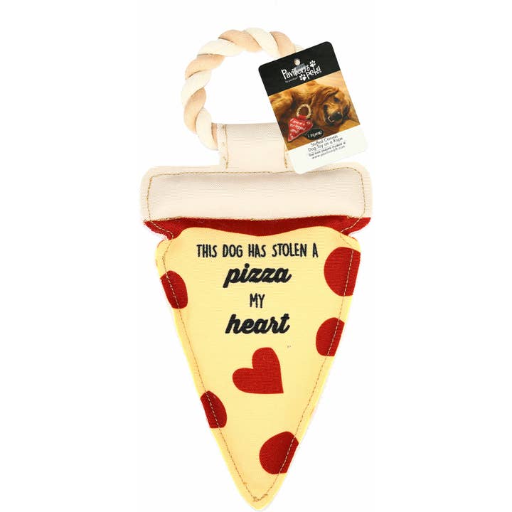 Pavilion - Wholesale Pet Rope Toy - Dog - Pizza My Heart - 13" Canvas Dog Toy on Rope