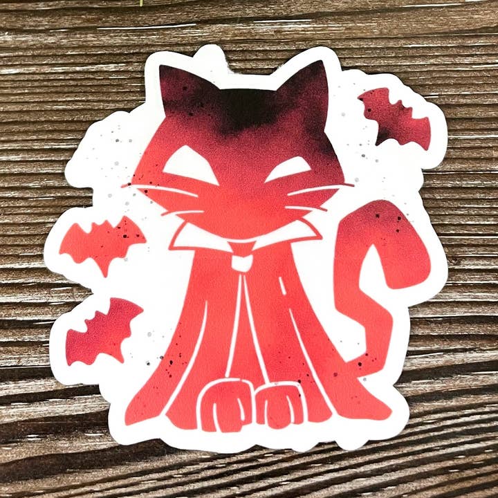 Halloween Orange Katt och Fladdermöss, Utskuren Vinylklistermärke, Boho Roligt, Vattentålig, Kuslig | Klistermärke eller Magnet för wholesale av Handmade by Marlayna
