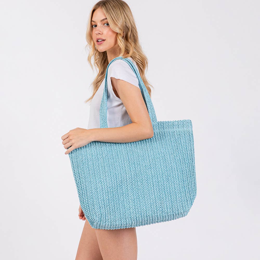 Sensibling Corp. - Wholesale Beach Bag - Solid Crochet Straw Tote Bag / Beach Bag
5