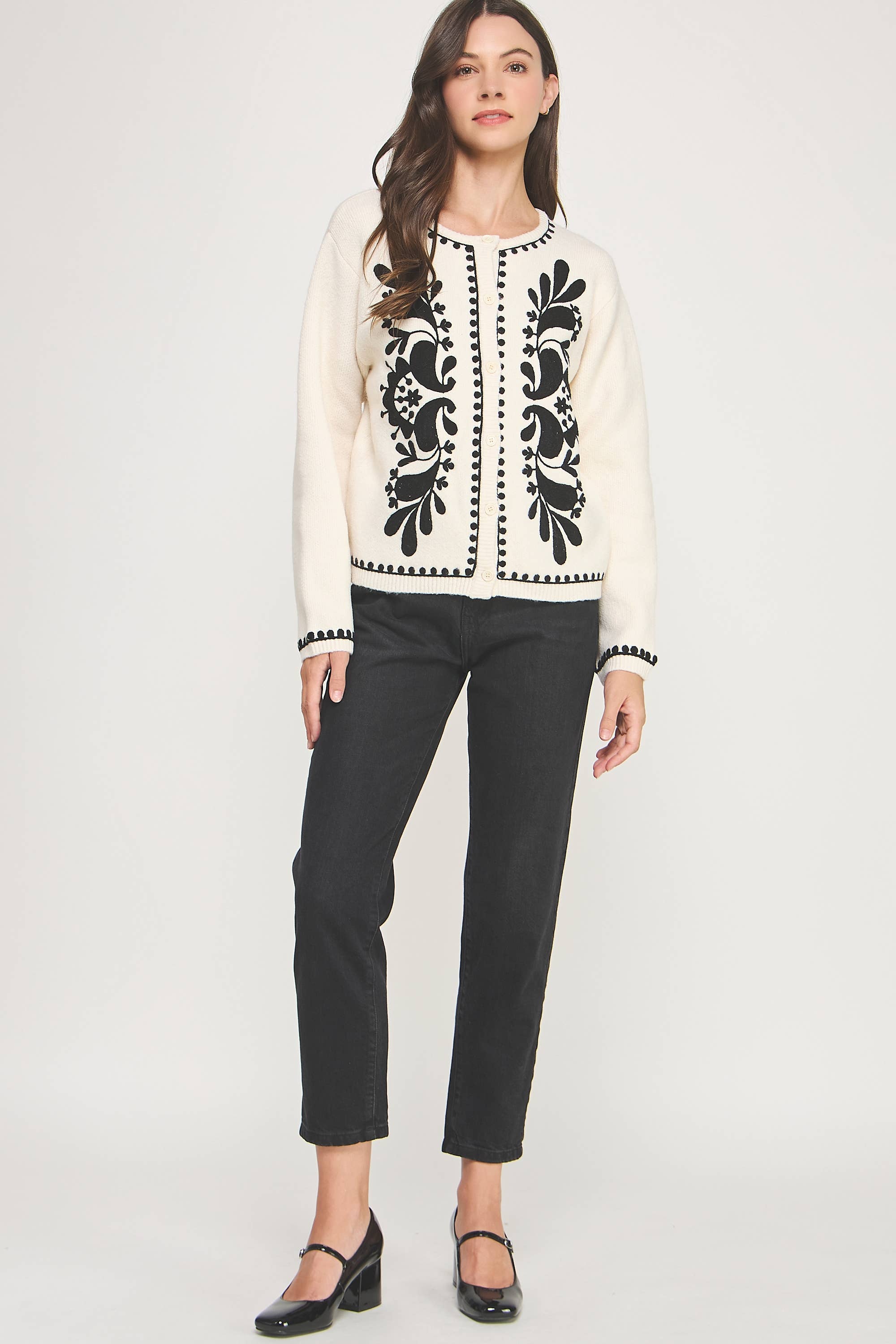 Strut & Bolt – wholesale Cardigan – Women’s – Embroidery Knitted Cardigan Sweater7