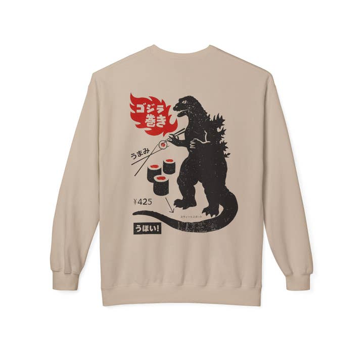 KILLER RETRO - Wholesale Graphic Sweatshirt - Unisex - Restored Vintage Sushi and Kaiju Sweatshirt11