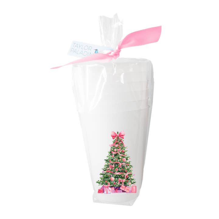 Pink Christmas Tree Frosted Cups for wholesale by Taylor Paladino