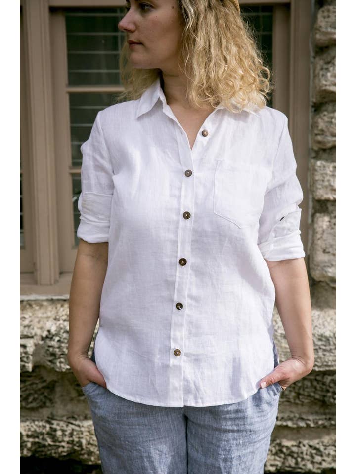VIKOLINO - Wholesale Button Down Shirt - Women's - Linen Boyfriend Shirt