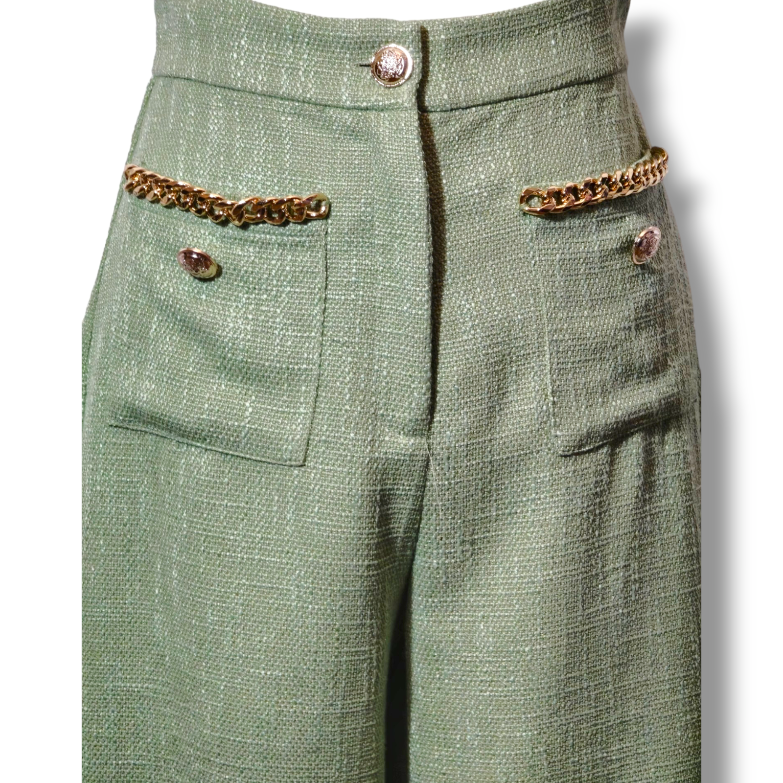 NINEF - Wholesale Pants - Women's - Verdant Elegance Wide-Leg Trousers - Luxurious French Made 5