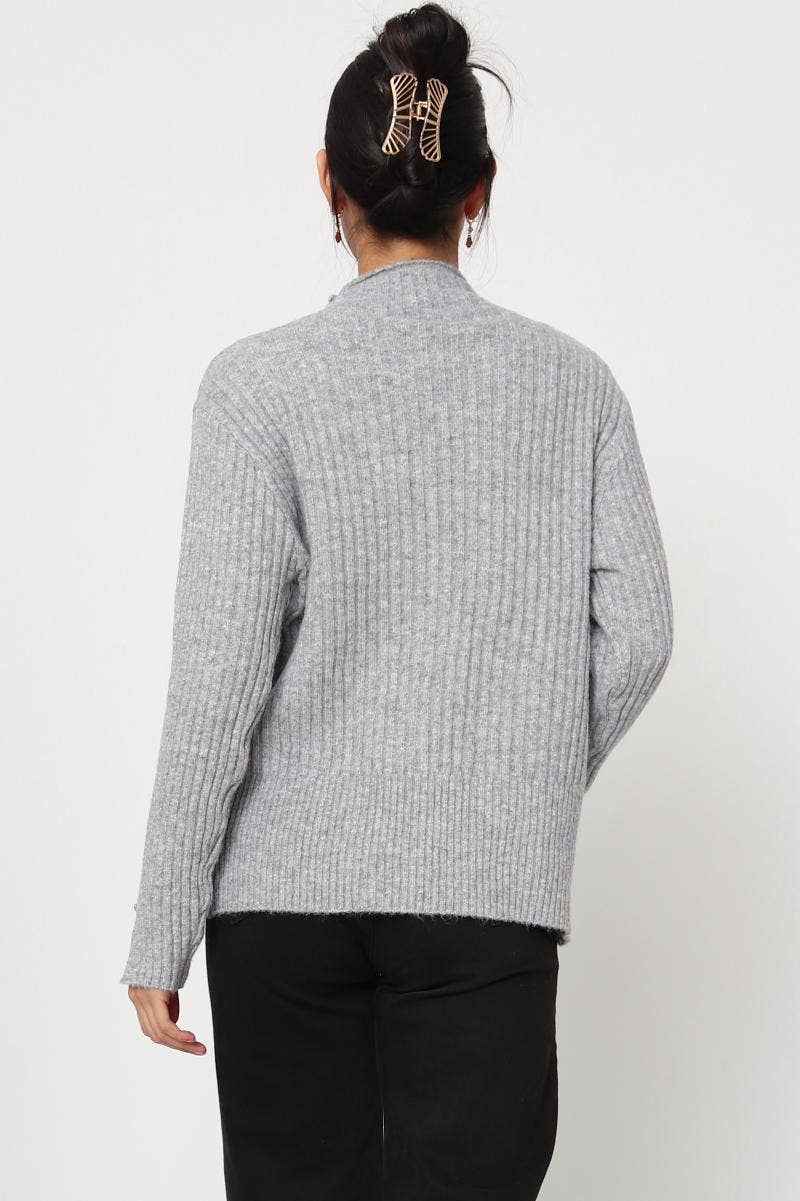 DIX-ONZE - Wholesale Knit Sweater - Women's - Ribbed Knit Sweater with Wavy Finish – Soft Ribbed Knit1