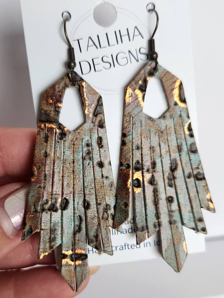 Koppar Wildwood Äkta Läder Boho Western Fringe Örhängen för wholesale av Talliha Designs