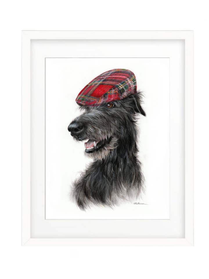 The Tartan Bunnet Deerhound (Art Print) | Scottish Deerhound for wholesale by Art by Lana Mathieson
