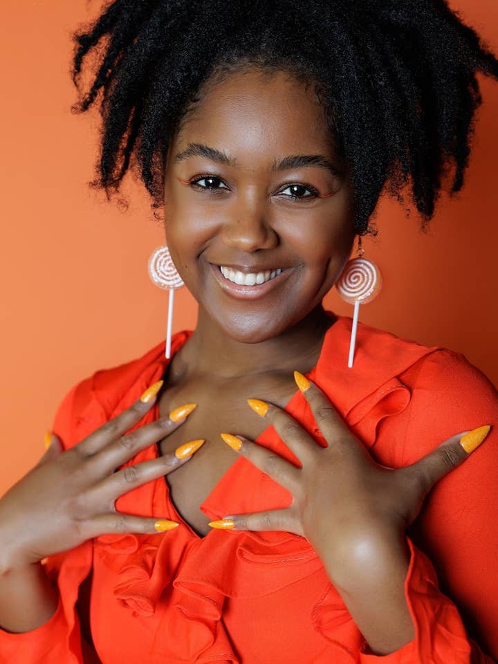 Glitter Lollipop Earrings - Orange for wholesale by NO RHYME OR REASON ART