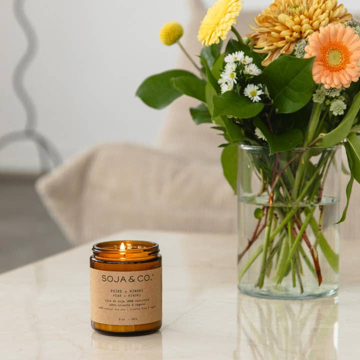 SOJA&CO.® - Wholesale Jar/Filled Candle - Soy Wax Candle | Pear + Hinoki