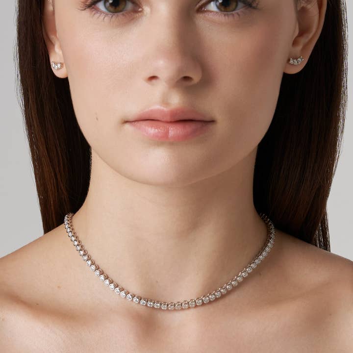 El&Elle - Wholesale Link & Chain Necklace - Bubble Tennis Moissanite Necklace