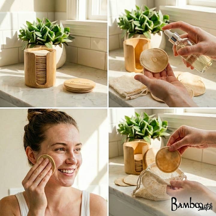 Bamboo Switch - Vente Lingettes visage et corps - Ensemble de 10 - Disques Faciaux Réutilisables en Chanvre | Faire Market1