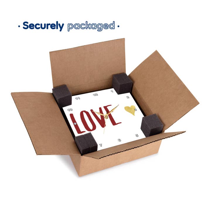 3dRose – wholesale Wall clock – 3dRose, Image of Red Gold Love Glitzy Heart, Wall Clock5