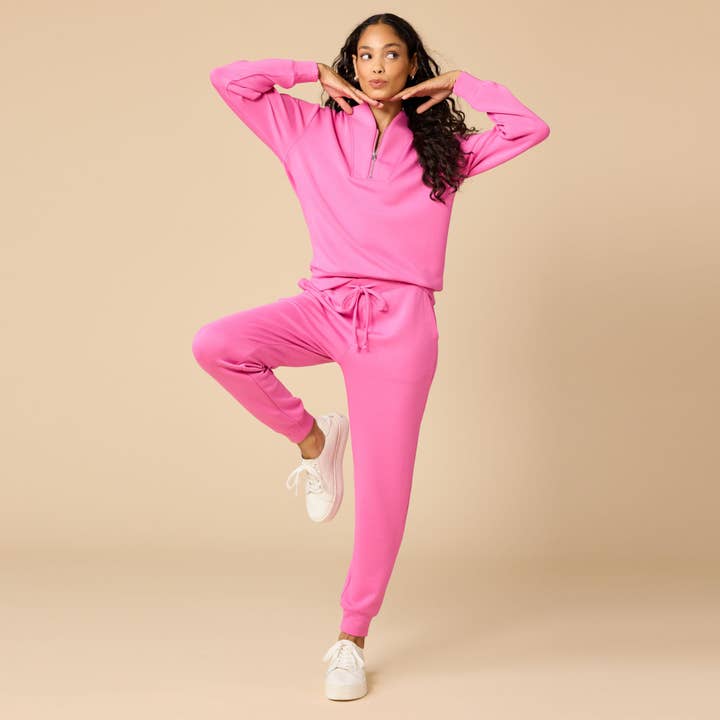 Softies – wholesale Mjukisset – Dam – Athleisure DreamTech 1/4 Zip Jogger Set för kvinnor20