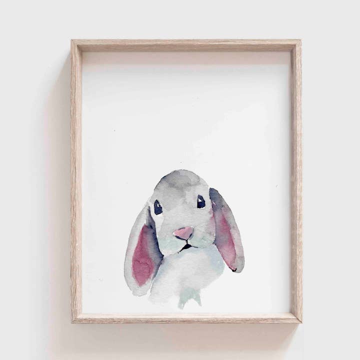 Baby Bunny Nursery Watercolor Art Print for wholesale by Grace Langdon Art