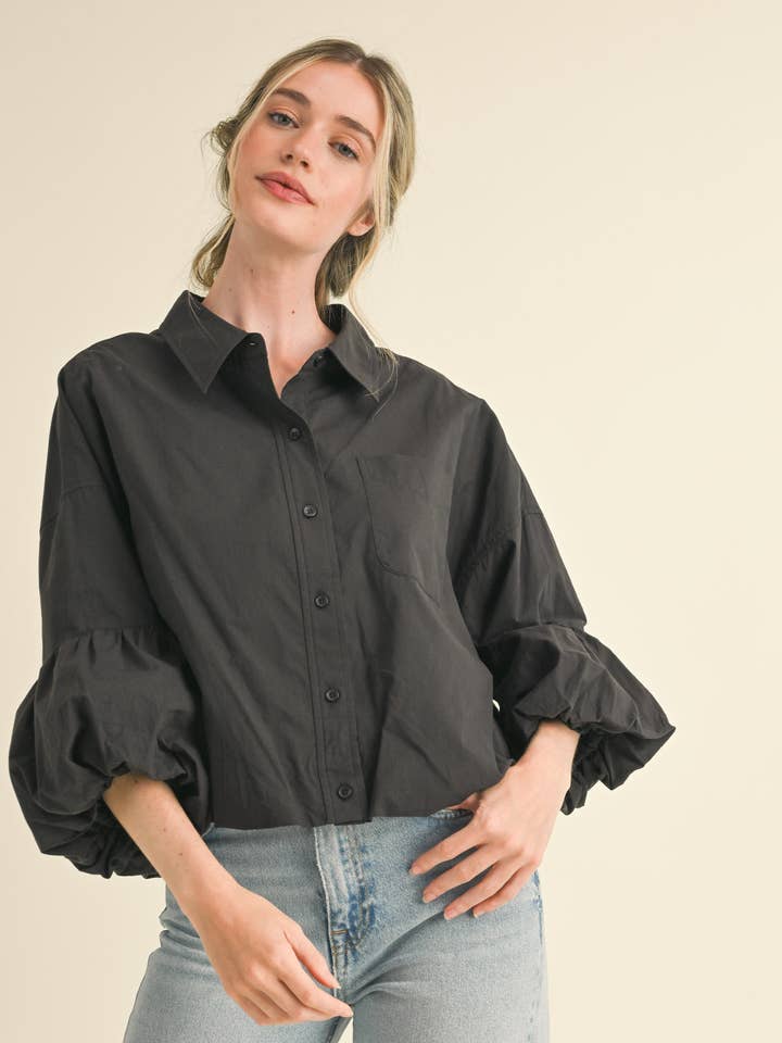 BUTTON DOWN BUBBLE SLEEVE TOP MTP3118 and other Purchase Wholesale button down shirt. Free Returns & Net 60 Terms on Faire trending on Faire.