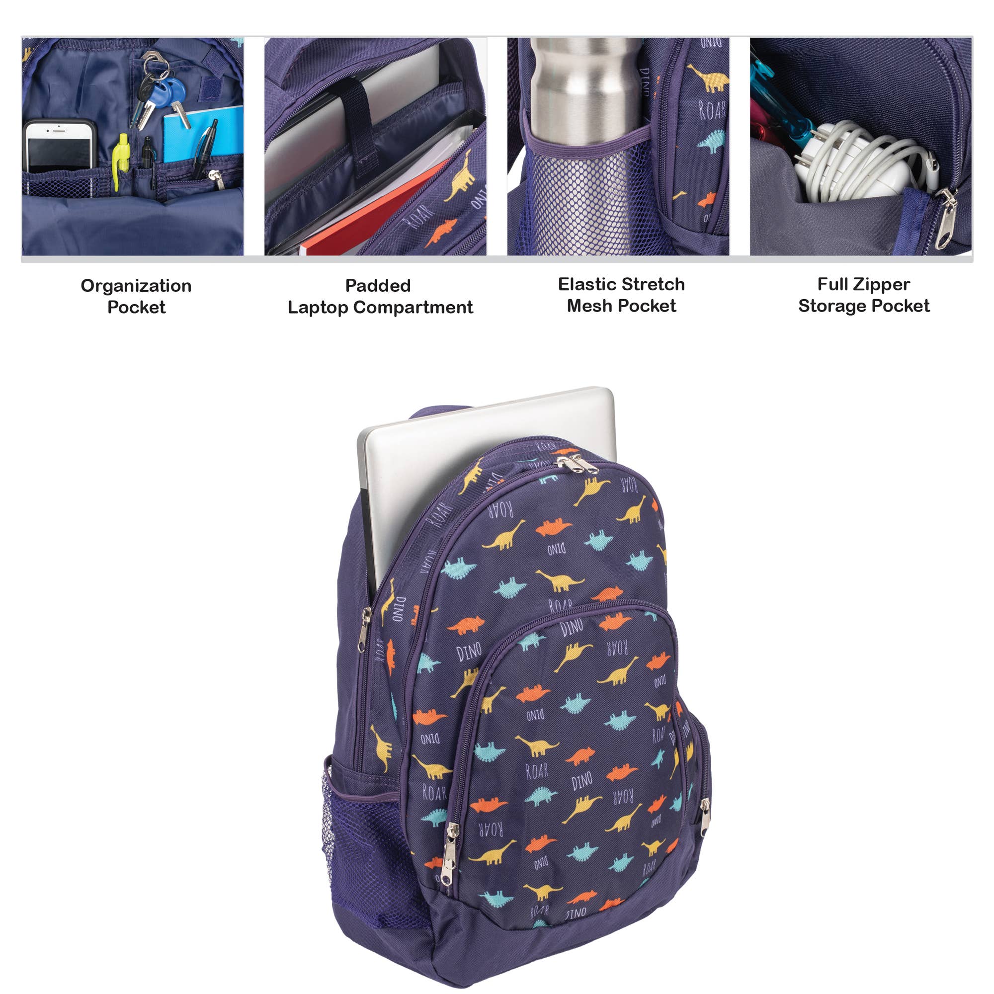 EAST AVENUE - Wholesale Backpack – Child - Dinosaur Navy Blue Boy's Backpack1