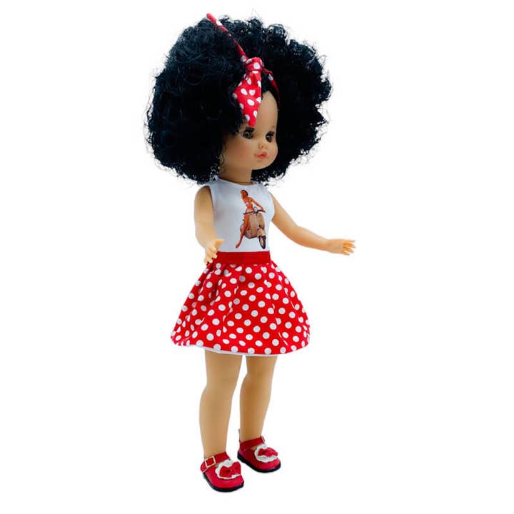 Muñeca de colección y artesanía – Boneca - Crianças por atacado – Boneca Sintra 40 cm .100% vinil com vestido pin up fashion