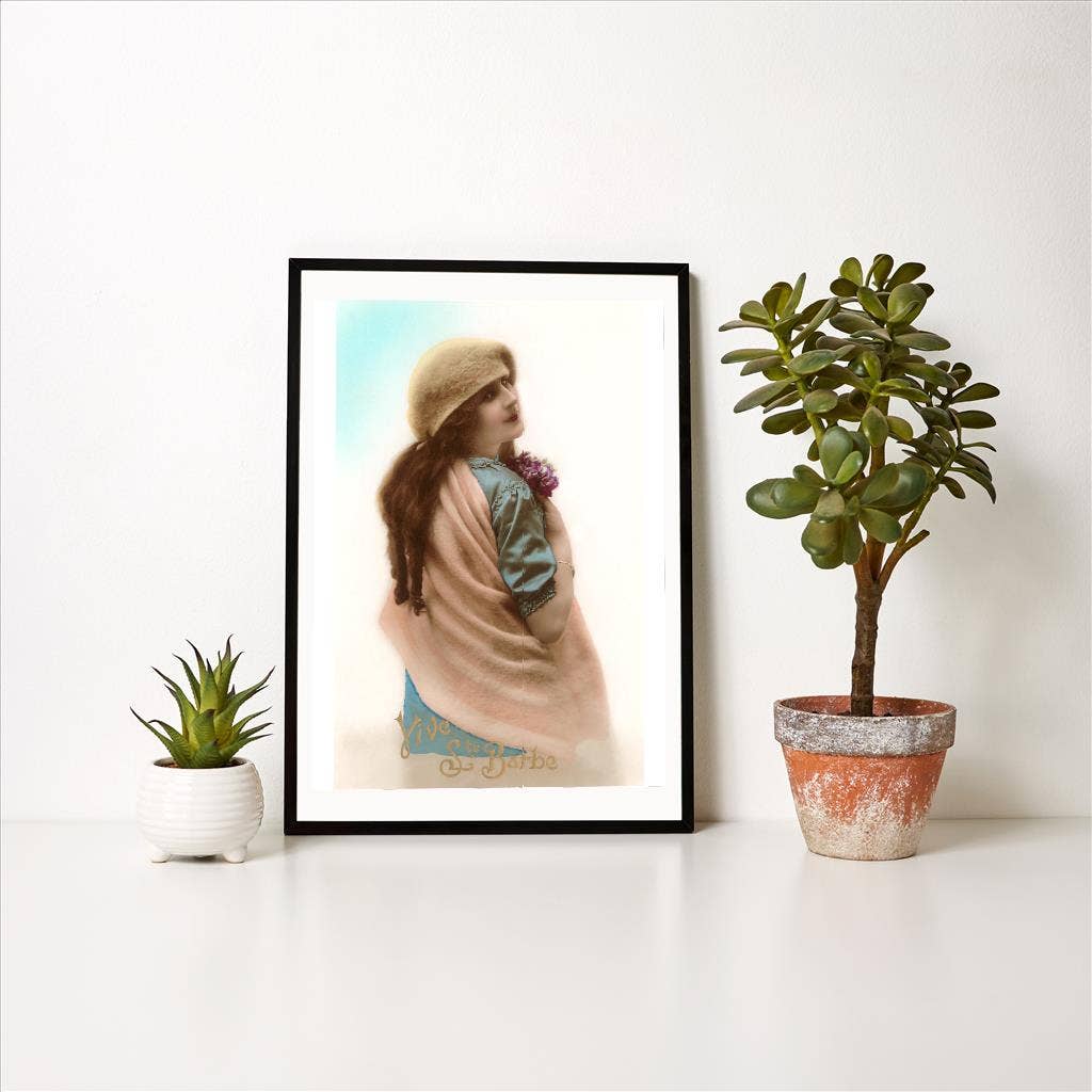 Found Image Press - Wholesale Art Print - Art Print BW-01 Vive Ste. Barbe, Woman with Bouquet1