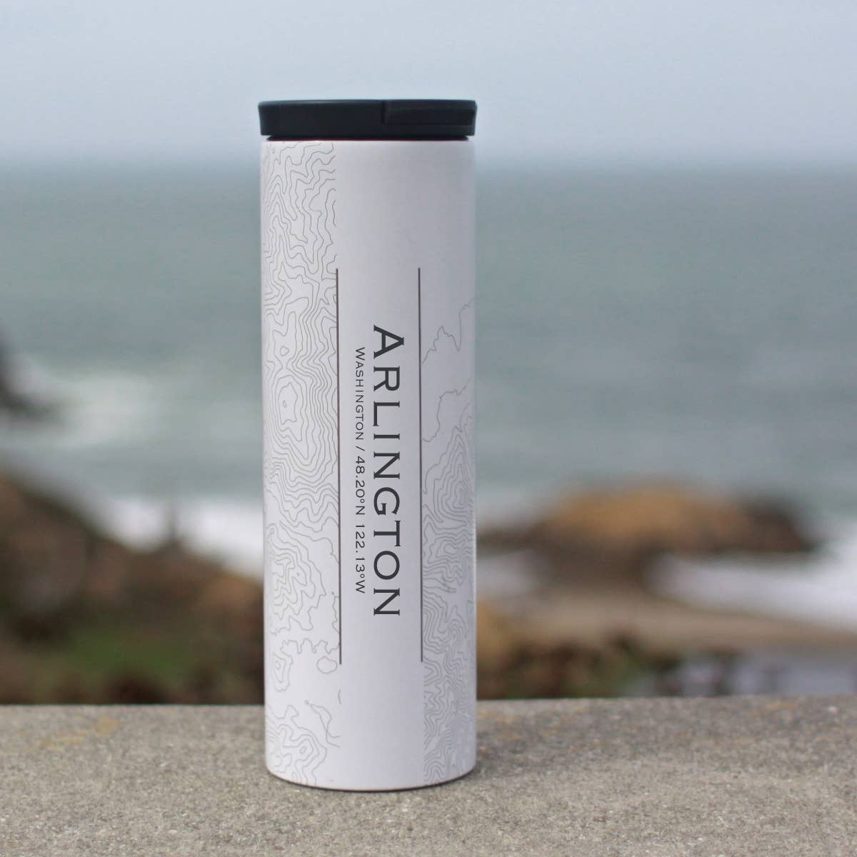 JACE.design - Wholesale Insulated Mug/Tumbler - Arlington WA Map Tumbler in Matte White0