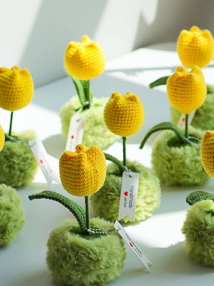 ORNEMENTS DE BUREAU EN POT DE TULIPE TISSÉS À LA MAIN CWMM9278 pour la vente par NINEXIS