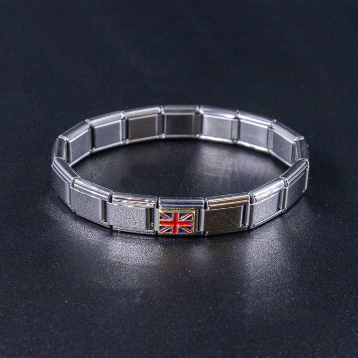 Natalia - Wholesale Individual Charm/Pendant - Italian Charms - UK Flag, 9mm Enamel Bracelet Links