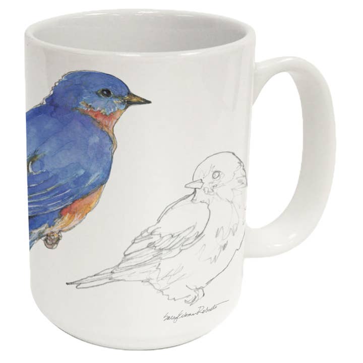 Blue Bird Field Guide 15 oz. Decorative Ceramic Mug for wholesale by Conimar Promotions