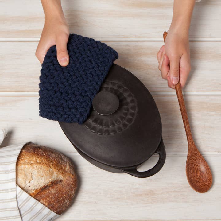 Danica Heirloom - Wholesale Oven Mitt/Pot Holder - Midnight Blue Knit Potholder