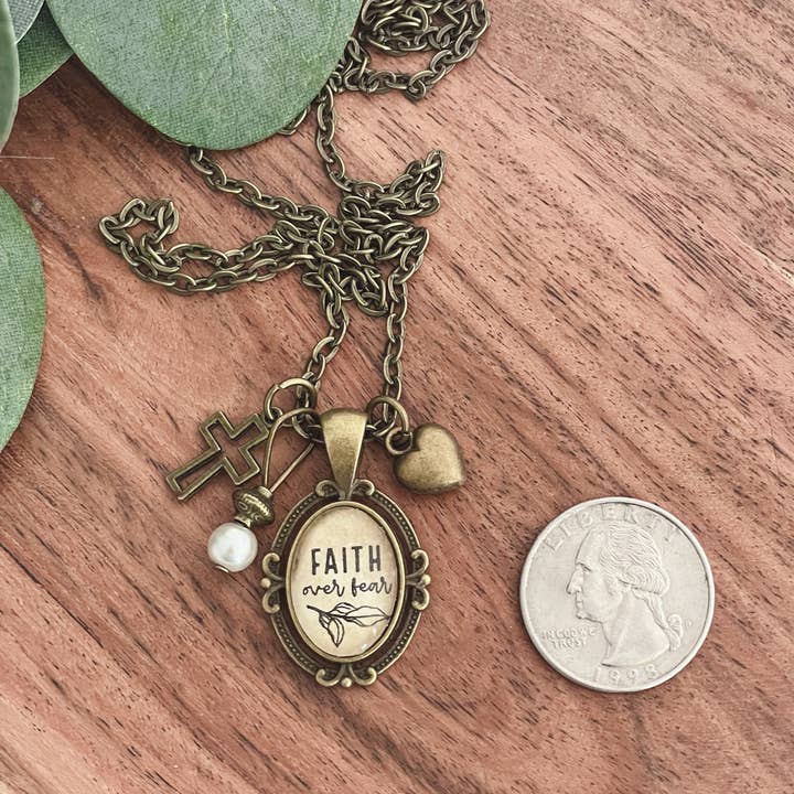 Ivy Barn Designs - Wholesale Pendant/Charm Necklace - Faith Over Fear necklace Inspirational jewelry