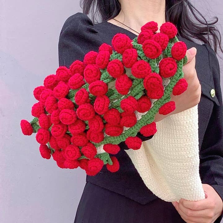 Viraler Hit! Häkeldecke mit Rosen, Blumenstrauß-Decke für den Großhandel von Lilyrosy(Duty free)