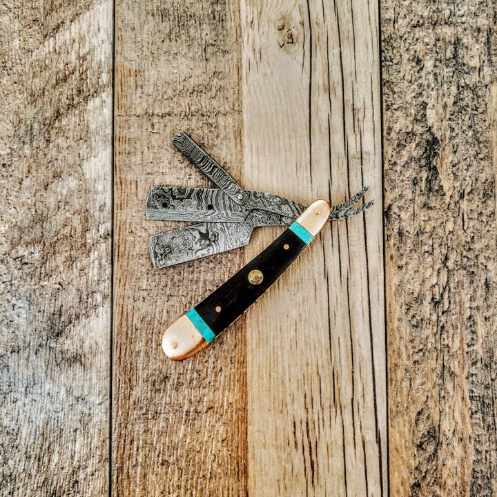 HomeTown Knives. - Wholesale Razor - Replaceable Blade Damascus Straight Razor