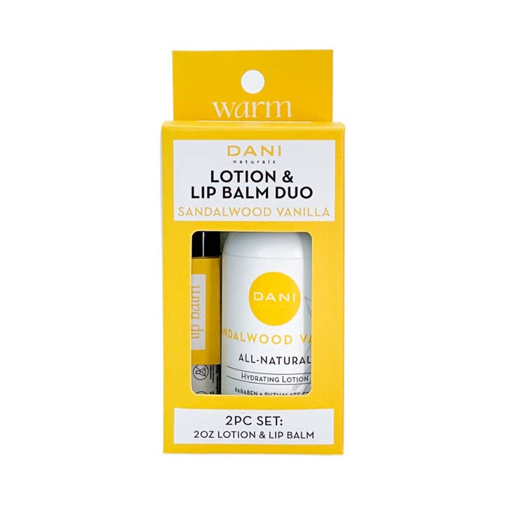 Gift Set - Lotion & Lip Balm Duo, Sandalwood Vanilla for wholesale by DANI Naturals
