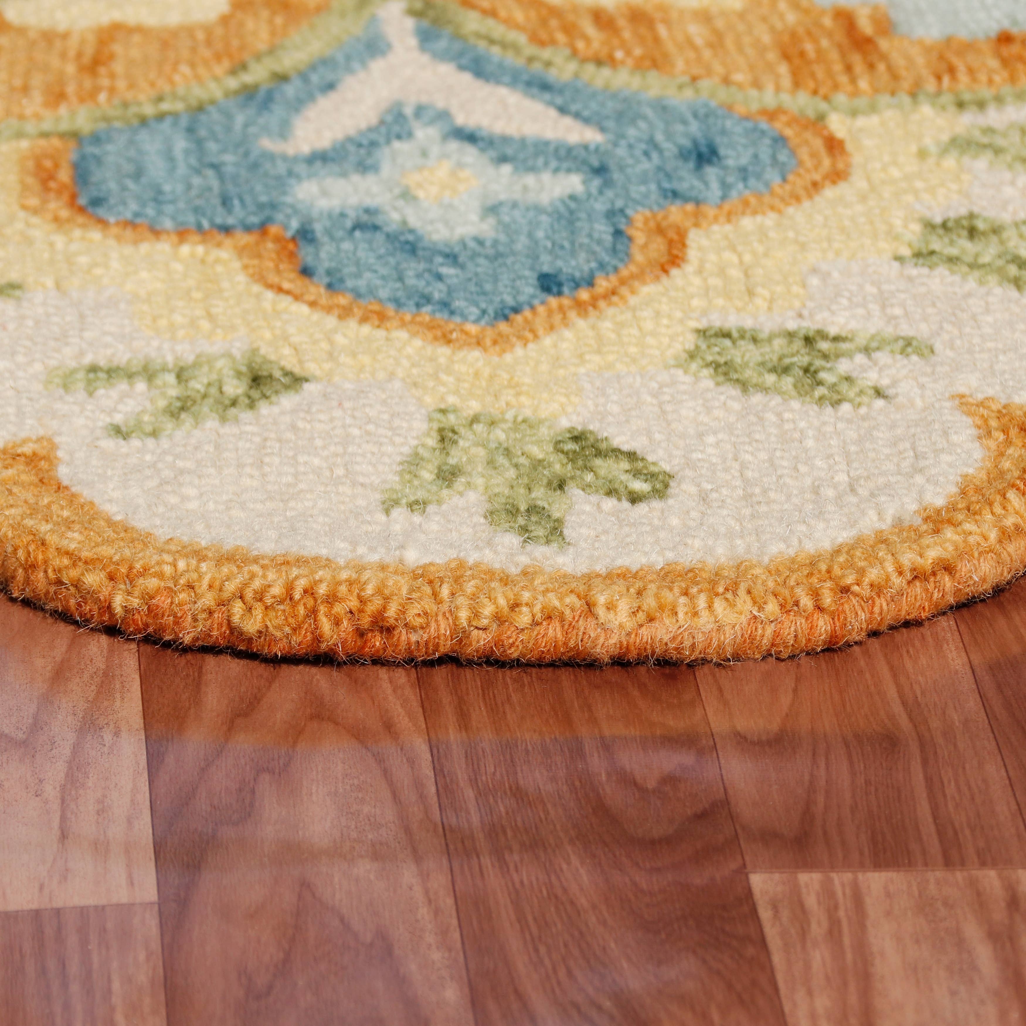 LR Home - Wholesale Area Rug - Raelyn Vintage Floral Hand-Tufted Wool Round Indoor Area Rug6