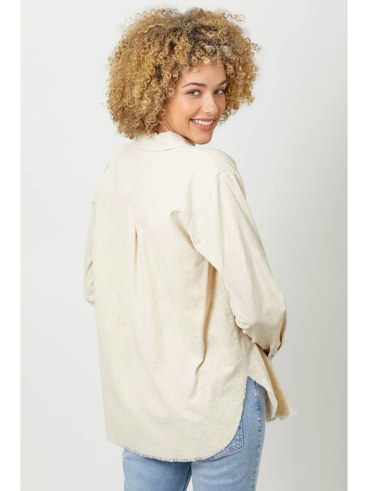 Mystree – Engroshandel Skjorte med buttondown – til kvinder – 60857 Vasket fløjlsskjorte8