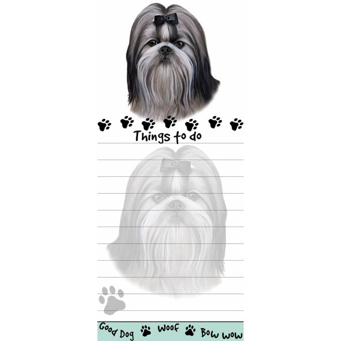 E&S Pets – Engroshandel Notesblok – Shih Tzu - Sort og Hvid Hvalp Cut Magnetisk liste Pad