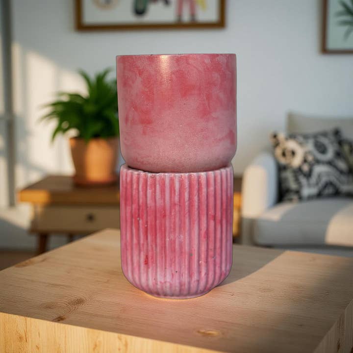 Colourfuljoy Designs - Wholesale Jar/Filled Candle - Red Cement Candle Jar – Modern Rustic Planter or Candle jar2