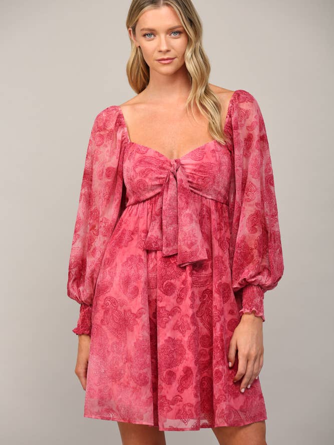 PAISLEY BURNOUT VELVET BABYDOLL DRESS FD35209 for wholesale by FATE