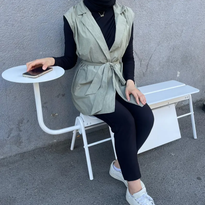 OtimSan - Wholesale Bankje - Moderne witte metalen cafébank met bordenhouder & optionele bijzettafels3