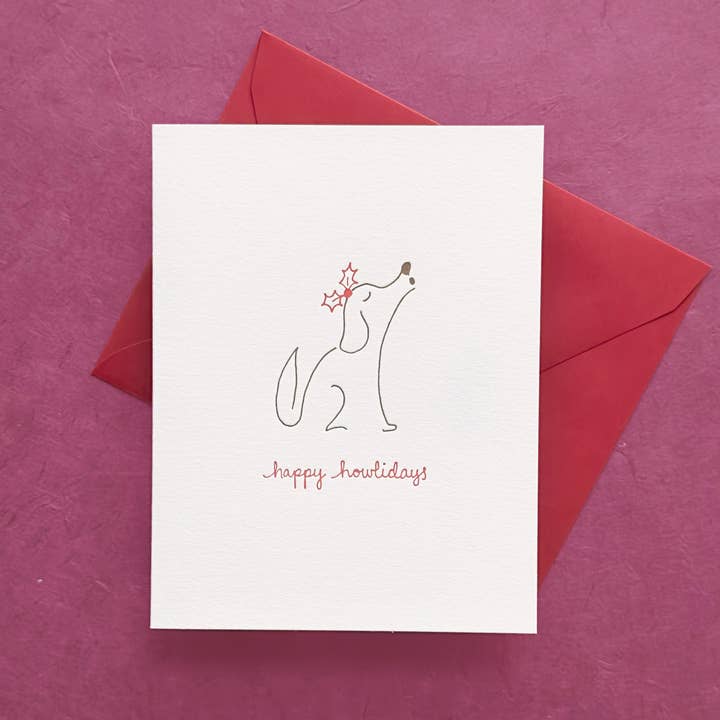 Happy Howlidays Holiday Card for wholesale by Albertine Press