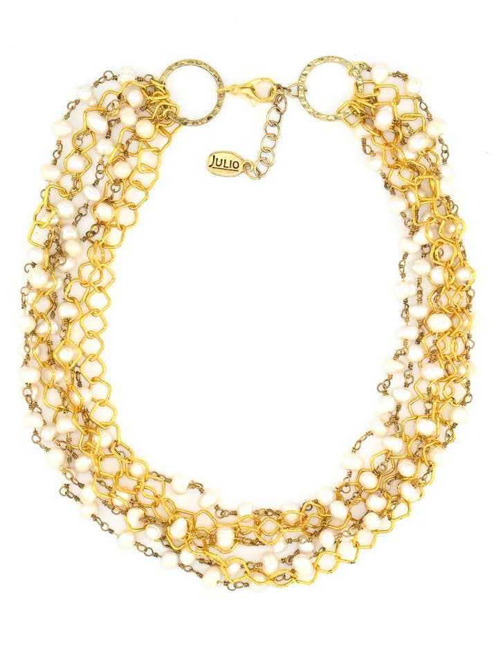 Colar de Corrente Estrela em Ascensão e Pérola Declarativa por atacado de Julio Designs