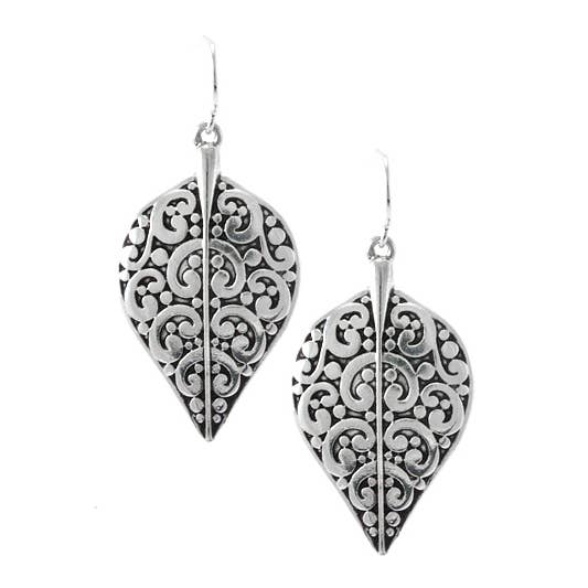 FR4375 Filigree Metal Leaf Shape Dangle Earrings for wholesale by 0011 PREMIERE