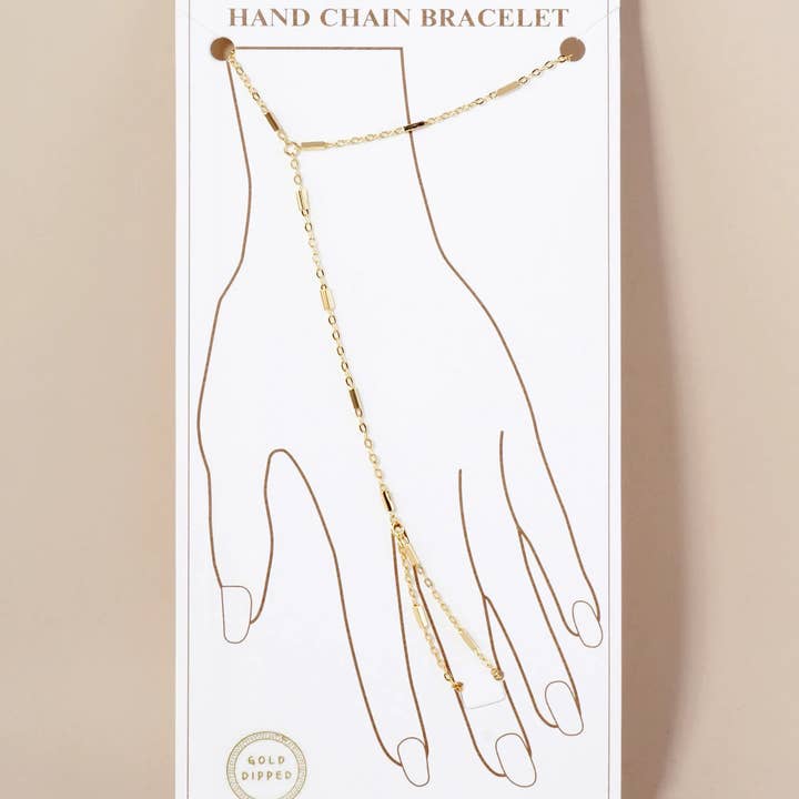 Wild Honey - Wholesale Link & Chain Bracelet - 18K-Gold-Dipped Satellite Rectangle Chain Hand-Chain Bracelet