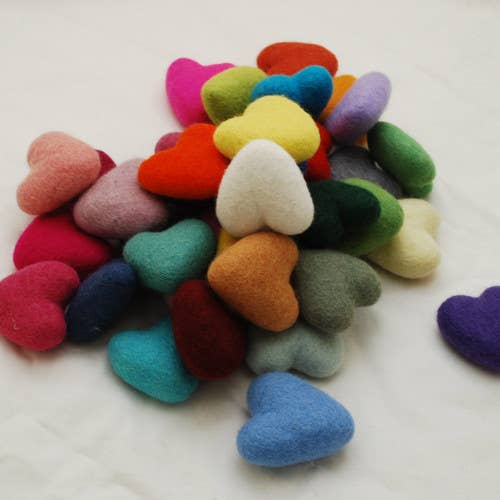 100% Wool Felt Hearts - 6cm - 50 Pcs - Assorted Colours for wholesale by Oriental Direct Craft Supplies