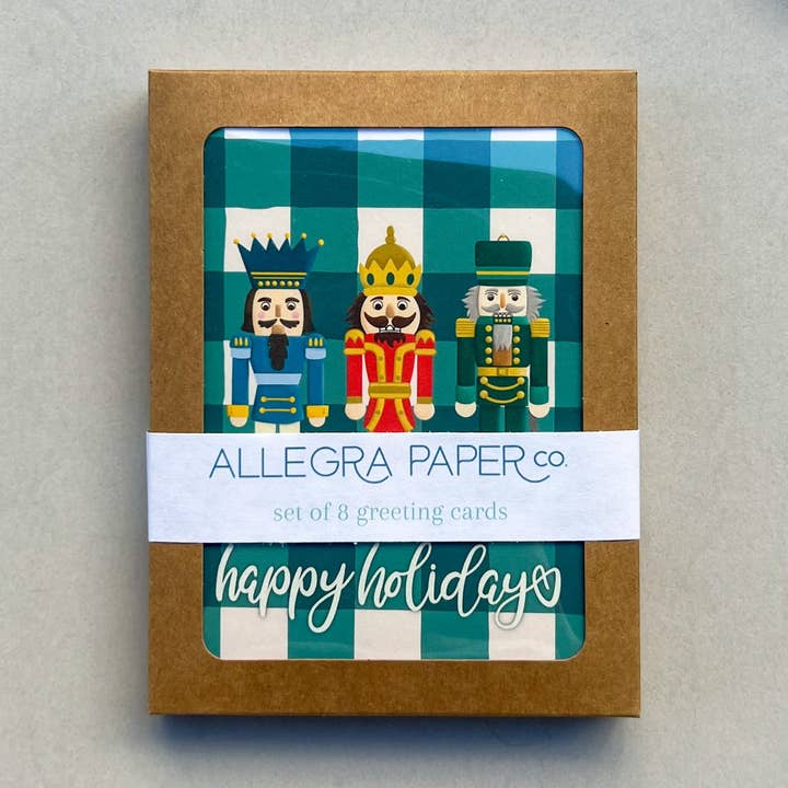 Happy Holidays Nutcracker Boxed Card Set for wholesale by Allegra Paper Co.