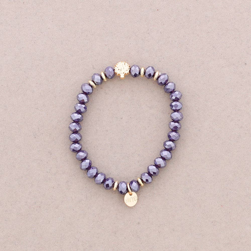 Sonata - Venta al por mayor Pulsera de cuentas - Pulsera Elastica Cristales Facetados Arbol Metal3