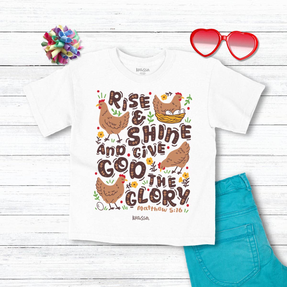 White Kerusso Kidz T-Shirt Rise And Shine for wholesale on Faire3
