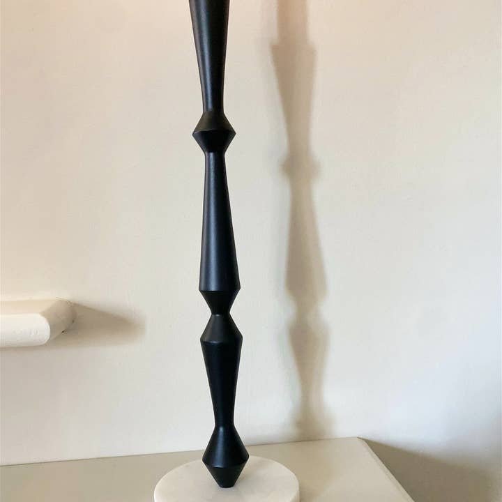From Under The Stairs – wholesale Candle holder – Black and Marble Effect Candlestick