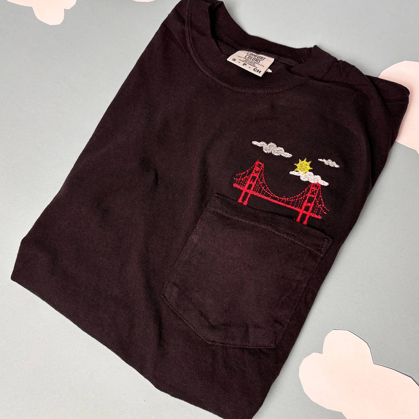 Animal Instincts - Wholesale T-Shirt - Unisex - San Francisco Bridge Embroidered Unisex Pocket Tee 5