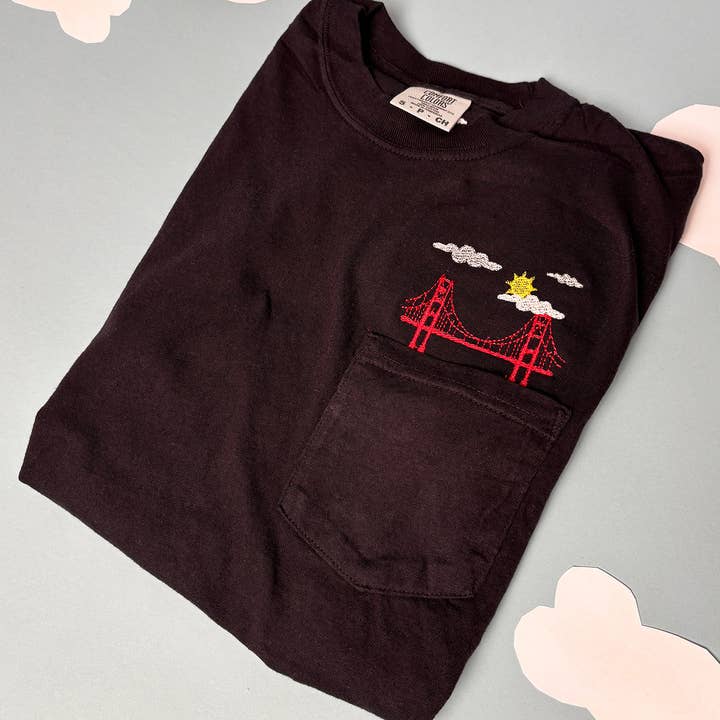 Animal Instincts - Wholesale T-Shirt - Unisex - San Francisco Bridge Embroidered Unisex Pocket Tee 5